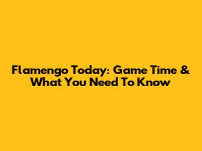 Flamengo Today: Game Time & What You Need To Know