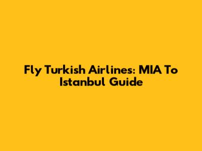 Fly Turkish Airlines: MIA To Istanbul Guide