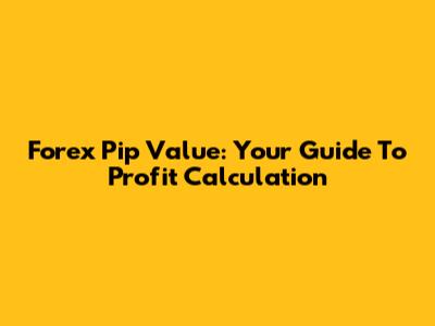 Forex Pip Value: Your Guide To Profit Calculation