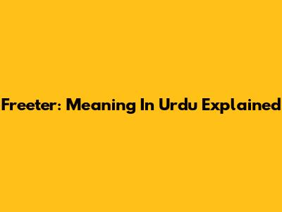 Freeter: Meaning In Urdu Explained