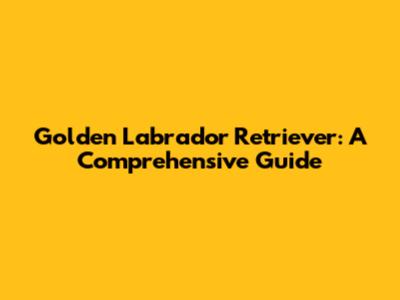 Golden Labrador Retriever: A Comprehensive Guide