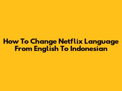 How To Change Netflix Language From English To Indonesian