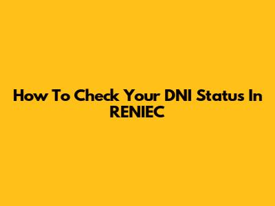How To Check Your DNI Status In RENIEC