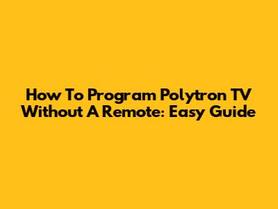 How To Program Polytron TV Without A Remote: Easy Guide