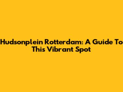 Hudsonplein Rotterdam: A Guide To This Vibrant Spot