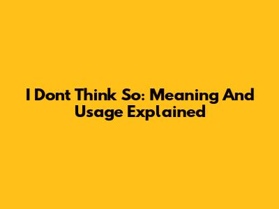 I Don't Think So: Meaning And Usage Explained