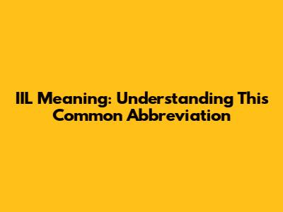 IIL Meaning: Understanding This Common Abbreviation