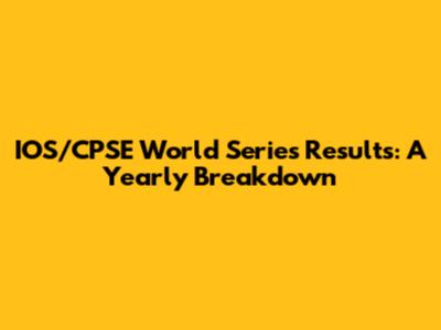 IOS/CPSE World Series Results: A Yearly Breakdown