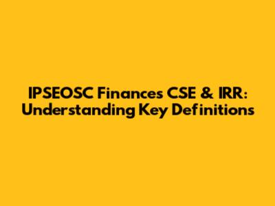 IPSEOSC Finances CSE & IRR: Understanding Key Definitions
