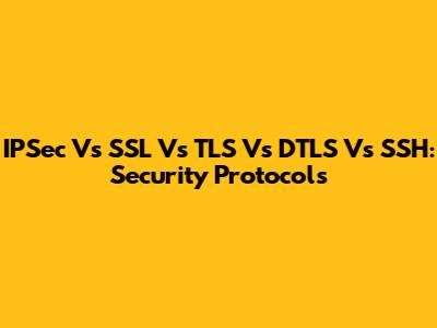 IPSec Vs SSL Vs TLS Vs DTLS Vs SSH: Security Protocols