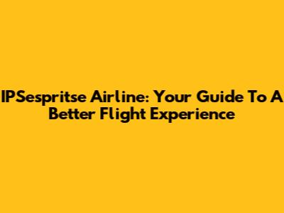 IPSespritse Airline: Your Guide To A Better Flight Experience