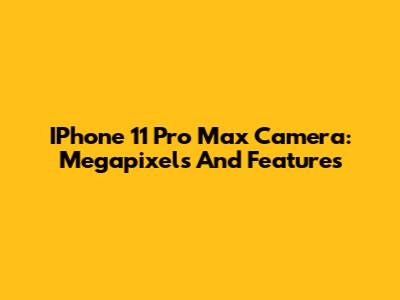 IPhone 11 Pro Max Camera: Megapixels And Features