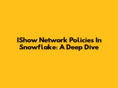 IShow Network Policies In Snowflake: A Deep Dive