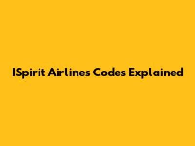 ISpirit Airlines Codes Explained