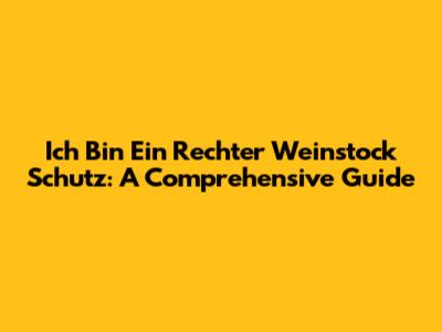 Ich Bin Ein Rechter Weinstock Schutz: A Comprehensive Guide