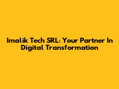 Imalik Tech SRL: Your Partner In Digital Transformation