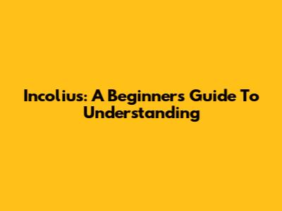 Incolius: A Beginner's Guide To Understanding