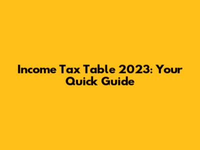 Income Tax Table 2023: Your Quick Guide