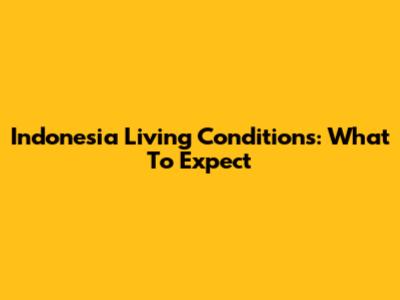 Indonesia Living Conditions: What To Expect