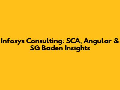Infosys Consulting: SCA, Angular & SG Baden Insights