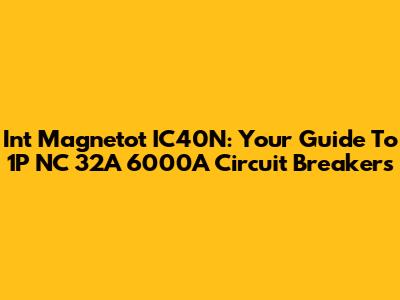 Int Magnetot IC40N: Your Guide To 1P NC 32A 6000A Circuit Breakers