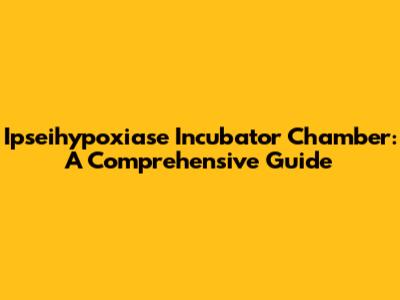 Ipseihypoxiase Incubator Chamber: A Comprehensive Guide