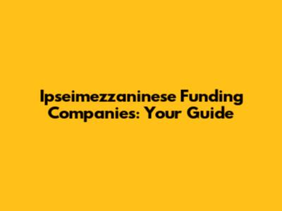 Ipseimezzaninese Funding Companies: Your Guide