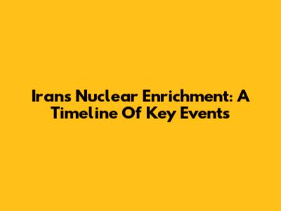 Iran's Nuclear Enrichment: A Timeline Of Key Events