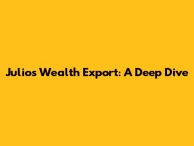 Julio's Wealth Export: A Deep Dive