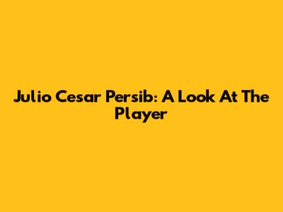 Julio Cesar Persib: A Look At The Player