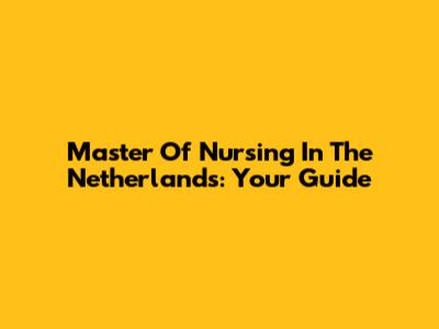 Master Of Nursing In The Netherlands: Your Guide