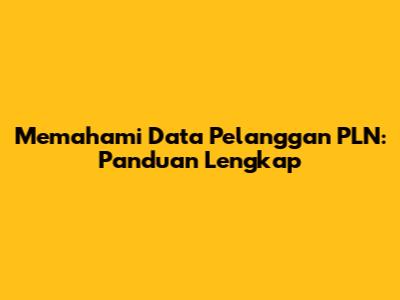 Memahami Data Pelanggan PLN: Panduan Lengkap