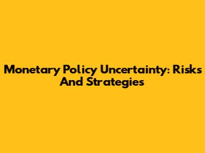 Monetary Policy Uncertainty: Risks And Strategies