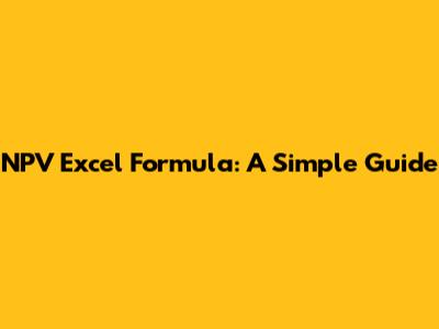 NPV Excel Formula: A Simple Guide