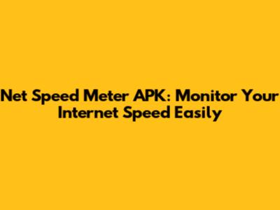 Net Speed Meter APK: Monitor Your Internet Speed Easily
