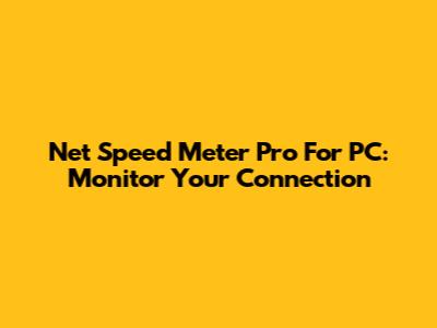 Net Speed Meter Pro For PC: Monitor Your Connection