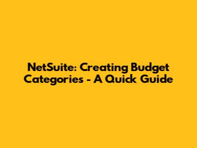 NetSuite: Creating Budget Categories - A Quick Guide