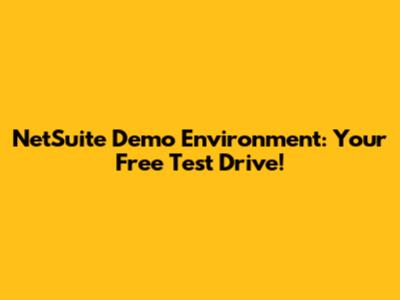 NetSuite Demo Environment: Your Free Test Drive!