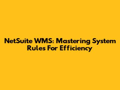 NetSuite WMS: Mastering System Rules For Efficiency