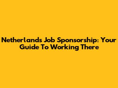 Netherlands Job Sponsorship: Your Guide To Working There