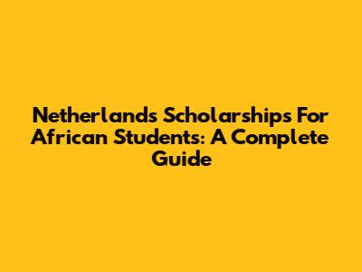 Netherlands Scholarships For African Students: A Complete Guide