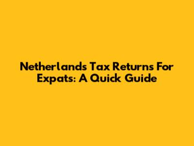 Netherlands Tax Returns For Expats: A Quick Guide