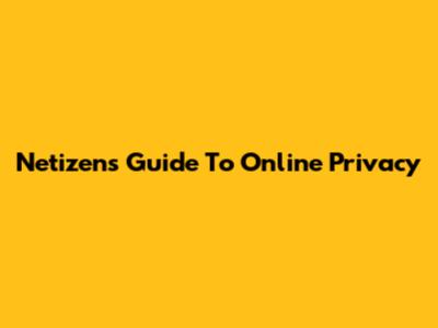 Netizen's Guide To Online Privacy