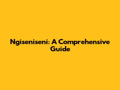 Ngiseniseni: A Comprehensive Guide