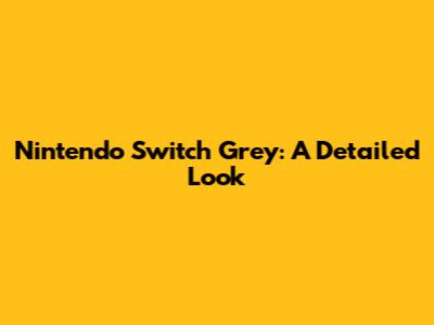 Nintendo Switch Grey: A Detailed Look