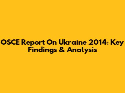 OSCE Report On Ukraine 2014: Key Findings & Analysis