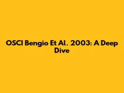 OSCI Bengio Et Al. 2003: A Deep Dive
