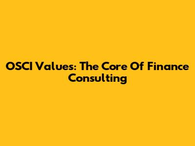OSCI Values: The Core Of Finance Consulting