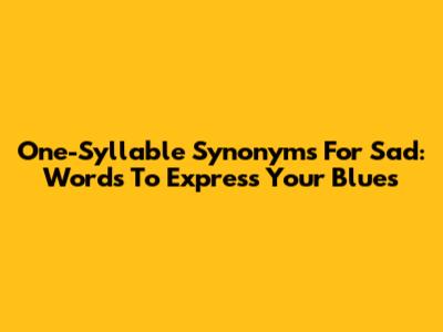 One-Syllable Synonyms For Sad: Words To Express Your Blues