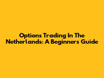 Options Trading In The Netherlands: A Beginner's Guide